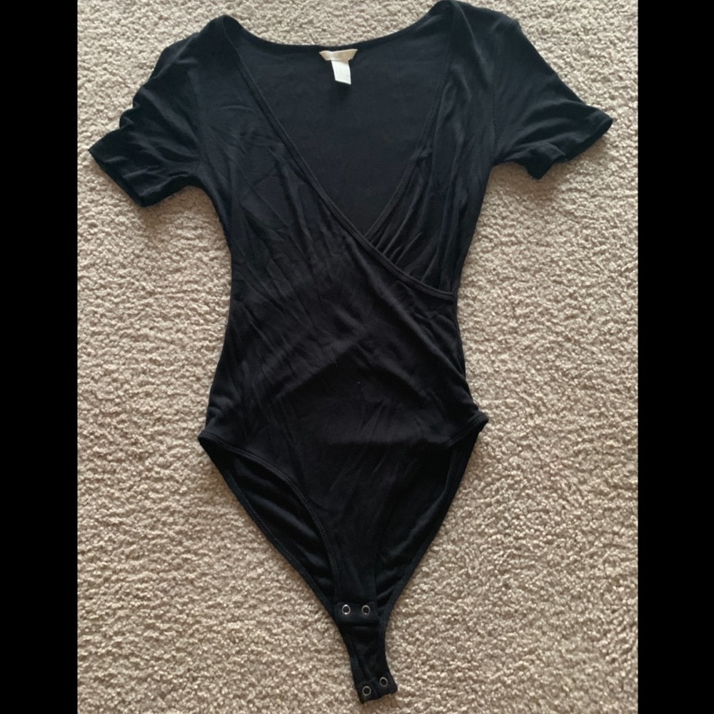 Black Deep V Bodysuit